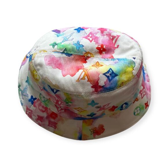 Louis Vuitton Bucket Hat Monogram White Watercolor Multicolor - Picture 9 of 10